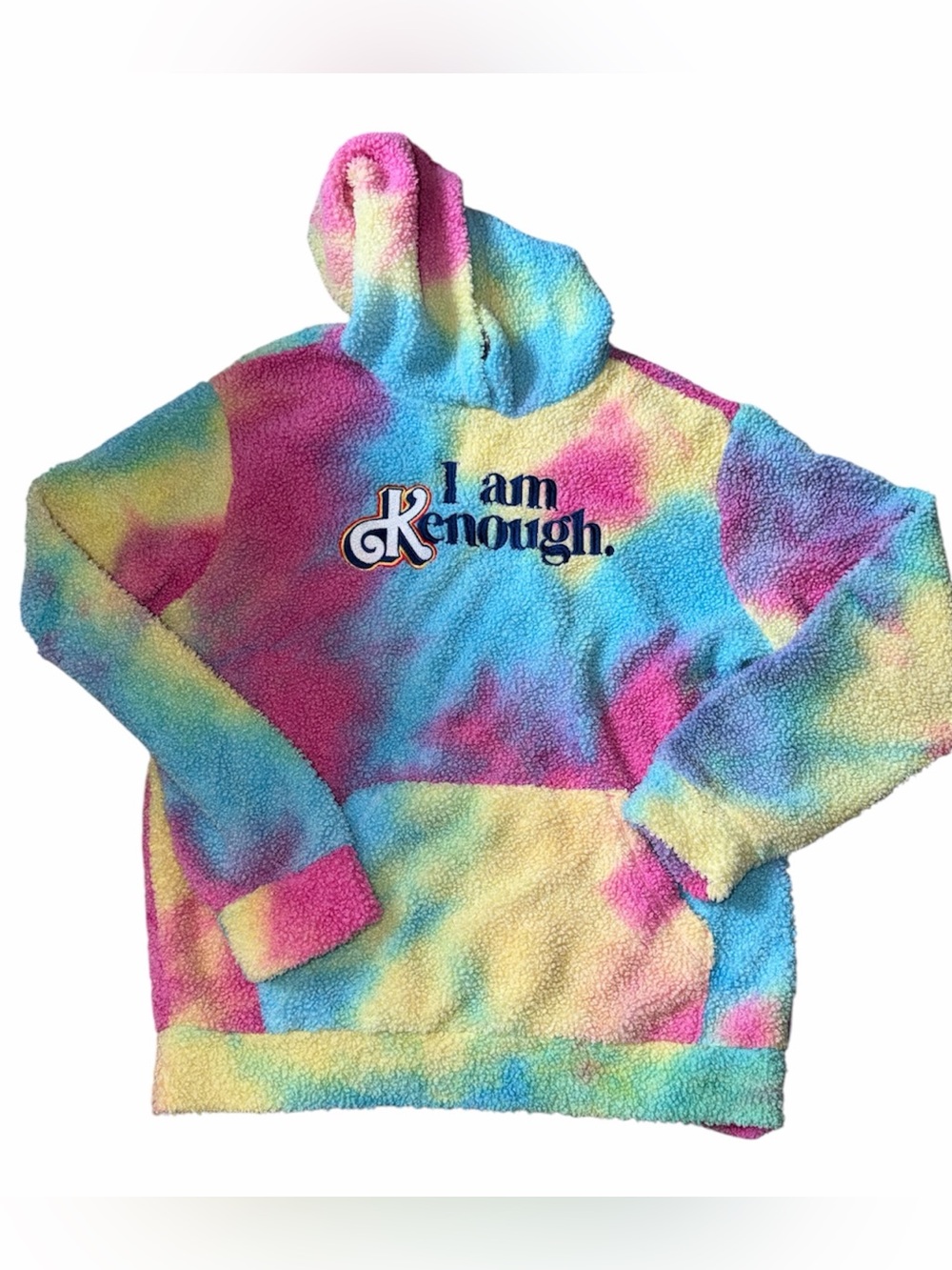 Mattel Barbie The Movie 'I Am Kenough' Tie Dye Fleece Hoodie Unisex Size M(CL)